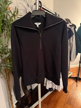 SPANX Black Half-Zip Funnel Neck Pullover